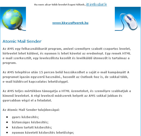 Newsletter Globe sablon