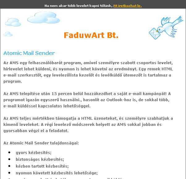 Newsletter Sky sablon